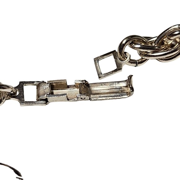 Vintage Classic Silver Tone Rope Chain Chunky Bracelet Box Clasp Fashion Jewelry - Picture 4 of 5